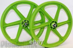 Skyway BMX 20 SIX SPOKE Tuff Wheels GREEN retro wheelset sealed bearings NEW