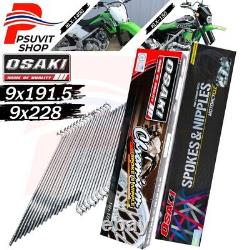 Stainless Spoke&Nipple 9x191.5+9x228 KLX140G, KLX150 (Rim Front 21+Rear 18)