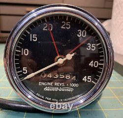 Stewart Warner Tachometer Tach 4500 Flathead SCTA Curved Glass Hot Rat Rod 6V