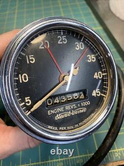 Stewart Warner Tachometer Tach 4500 Flathead SCTA Curved Glass Hot Rat Rod 6V