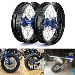 Supermoto Front Rear Wheels Hubs Rims Spokes Set for Yamaha YZ250F YZ450F 09-13