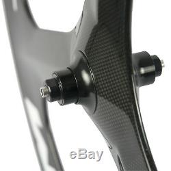 Superteam 70mm Carbon Fiber Tri Spoke Wheelset Road Bike 3 spoke Front&Rear set