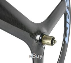 Tri Spoke Carbon Wheelset Front+Rear Clincher Bicycle 70mm Road Bike Race Wheels