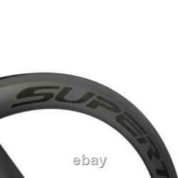 Tri Spoke Front Rear Wheels Clincher Carbon Road Bike Wheelset 700C Depth 56mm