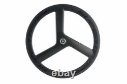 Tri Spoke Front Rear Wheels Clincher Carbon Road Bike Wheelset 700C Depth 56mm
