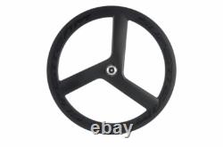 Tri Spoke Front Rear Wheels Clincher Carbon Road Bike Wheelset 700C Depth 56mm