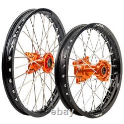 Tusk Imp Comp Front&Rear Wheel 1.40x17/1.60x14 Black Rim/Silver Spoke/Orange Hub