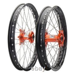Tusk Imp. Comp. Front&Rear Wheel 1.60x21/2.15x19 Black Rim/Silver Spoke/Orange