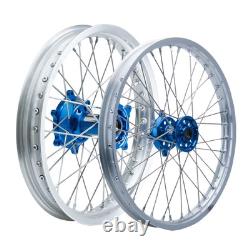 Tusk Impact Complete Front&Rear Wheel 1.60x21/2.15x19 Silver Rim/Spoke/Blue Hub