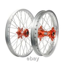 Tusk Impact Front & Rear Wheel 1.60x21/2.15x18 Silver Rim/Silvr Spoke/Orange Hub