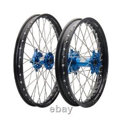Tusk Impact Front & Rear Wheel 1.60x21/2.15x19 Black Rim/Silver Spoke/Blue Hub