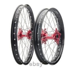 Tusk Impact Front&Rear Wheel 1.60x21/2.15x19 Black Rim/Silver Spoke/Red Hub