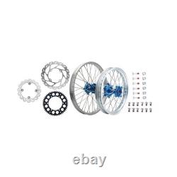 Tusk Impact Front/Rear Wheel Package 1.60x21/2.15x19 Silver Rim/Silver Spoke/Blu
