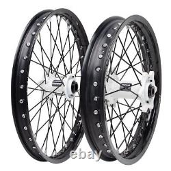 Tusk Impact Front and Rear Wheel 1.60x21/2.15x18 Black Rim/Black Spoke/White