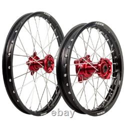 Tusk Impact Front and Rear Wheel 1.60x21/2.15x18 Black Rim/Silver Spoke/Red Hub