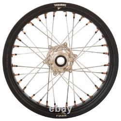 Tusk Supermoto Front&Rear Wheel Set 17x3.50 Matte Black Rim/Silver Spoke