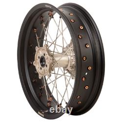 Tusk Supermoto Front&Rear Wheel Set 17x3.50 Matte Black Rim/Silver Spoke