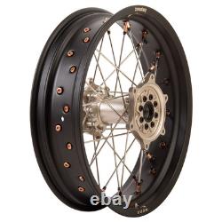 Tusk Supermoto Front&Rear Wheel Set 17x3.50 Matte Black Rim/Silver Spoke