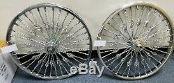 Two(2) Twisted Chrome Birdcage Spoked 20 Lowrider Bicycle Rims, Front & Rear