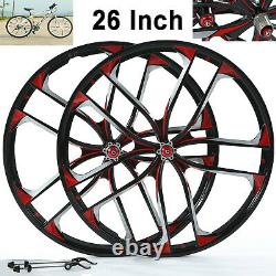 US Shipping 26 BMX Cruiser CNC 10 Spoke Rim Mag Alloy Bike Wheelset Disc Brake