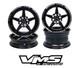 Vms Racing 5 Spoke Black Silver Front & Rear Drag Wheels Set 4x100/4x114 13x9