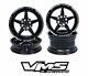 Vms Racing Star 5 Spoke Black Front & Rear Drag Wheels Set 5x100/5x114 15x8