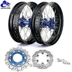 YZ250F YZ450F 2009-2013 Supermoto Wheels Rims Hubs Spokes Rotors Set for Yamaha