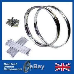 Yamaha Stainless Rim & Spokes Set DT250 Front 21 WM1 & Rear 18 WM2 Drum