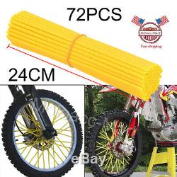 Yellow Wheel Spoke Wraps Skins Cover Guard Protector Motorcycle Motocross Bike
