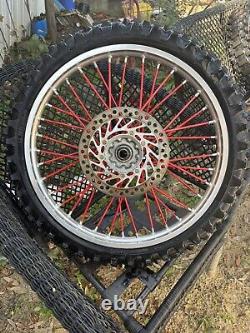 02-08 CRF450R CRF450 Ensemble de roues avant et arrière OEM moyeu jante rayons rotor central