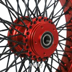 16x3.5 Red Spoked Red Dual Disc Roues Arrière Avant Pour Dyna Street Bob Softail