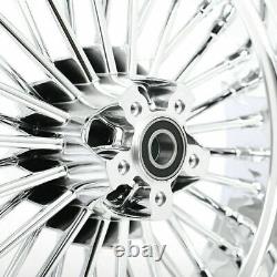 16x3.5 Roues à rayons larges en chrome pour l'avant et l'arrière pour Harley Touring Softail Dyna