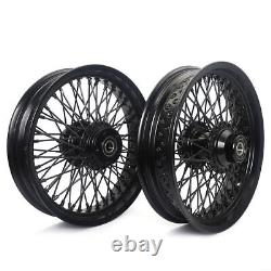 16x3.5 Roues avant arrière Jantes Moyeux 72 Rayons pour Harley Softail Heritage Fatboy