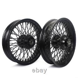 16x3.5 Roues avant et arrière Jantes Moyeux 72 Rayons pour Harley Softail Heritage Fatboy