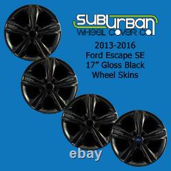 2013-2016 Ford Escape Se 17 Skins De Roue Noir Brillant / Hubcaps # 787-gb Set/4