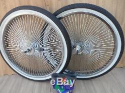 20 Lowrider Bicycle Dayton - Roues En Chrome Et Parois Blanches - 140 Rayons À L'avant Et À L'arrière