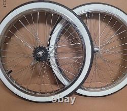 20x1,75 Roues de vélo en acier avec frein à rétropédalage avant-arrière et 36 rayons, chromées avec pneus.
