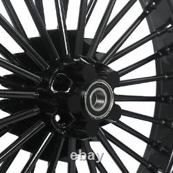 21 18 Black Fat Spoke Wheels Set Single Disc Pour Harley Sportster Softail Dyna
