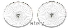 26 Roue en Acier Ensemble Avant et Arrière Roue Libre 72 Rayons 14G Axe 3/8 Chrome