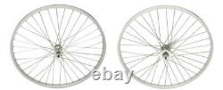 26 Roues de Vélo avec Freins à Coaster Avant et Arrière en Alliage Renforcé 12g rayons argentés