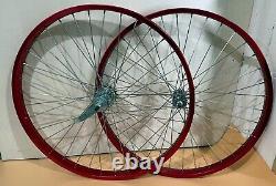 26 Roues de Vélo avec Freins à Coaster Avant et Arrière en Alliage Renforcé 12g rayons argentés