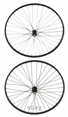 27 X 1 1/4 Alliage Avant Ou Roue Libre 36 Rayons 14g Noir Axe 3/8 Monocouche Noir
