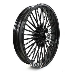 3.5x21/18 Traction Arrière Avant Set Fat Spoke For Harley Softail Touring Dyna Black
