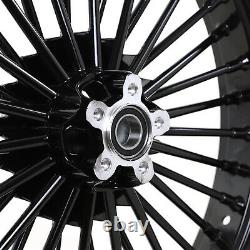 3.5x21/18 Traction Arrière Avant Set Fat Spoke For Harley Softail Touring Dyna Black