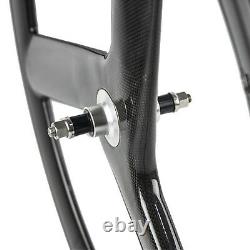 700c 56mm Track Bike Carbon Tri Spoke Wheelset 3 Portes Carbon Wheels Road Bike