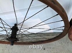 Antique 1890's Pneumatic Safety Bicycle Avant / Arrière 36 Spoke 28 Ensemble De Roues En Bois