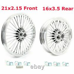 Chrome Fat Spoke Roues Rims 21x2.15 16x3.5 Pour Harley Softail Heritage Classic