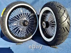 Dna Mammouth 52 Spoke Black Wheels 2 Rotor Tire Harley 08-21 Softail Deluxe Flstn