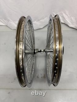 Ensemble de 20 Jantes de Roue de Vélo 68 rayons Arrière & Avant Chrome Cruiser de Plage Lowrider