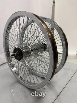 Ensemble de 20 Jantes de Roue de Vélo 68 rayons Arrière & Avant Chrome Cruiser de Plage Lowrider